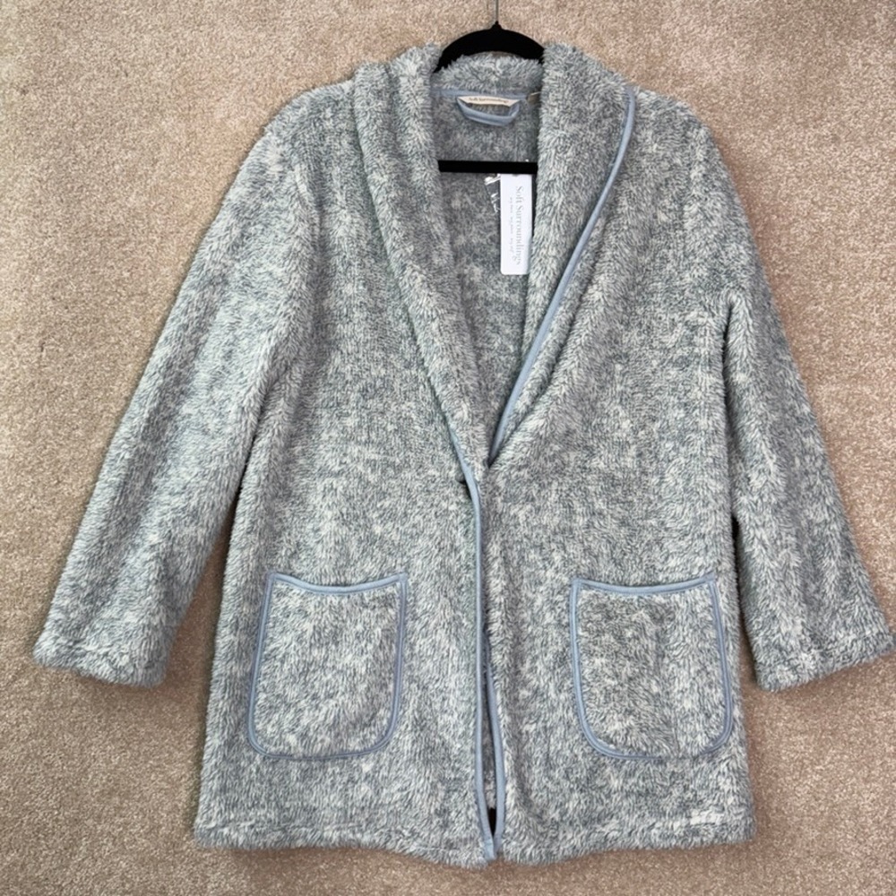NWT SOFT SURROUNDINGS Most Wonderful Cardi Women's Small Blue Fleece Cardigan - Picture 2 of 9